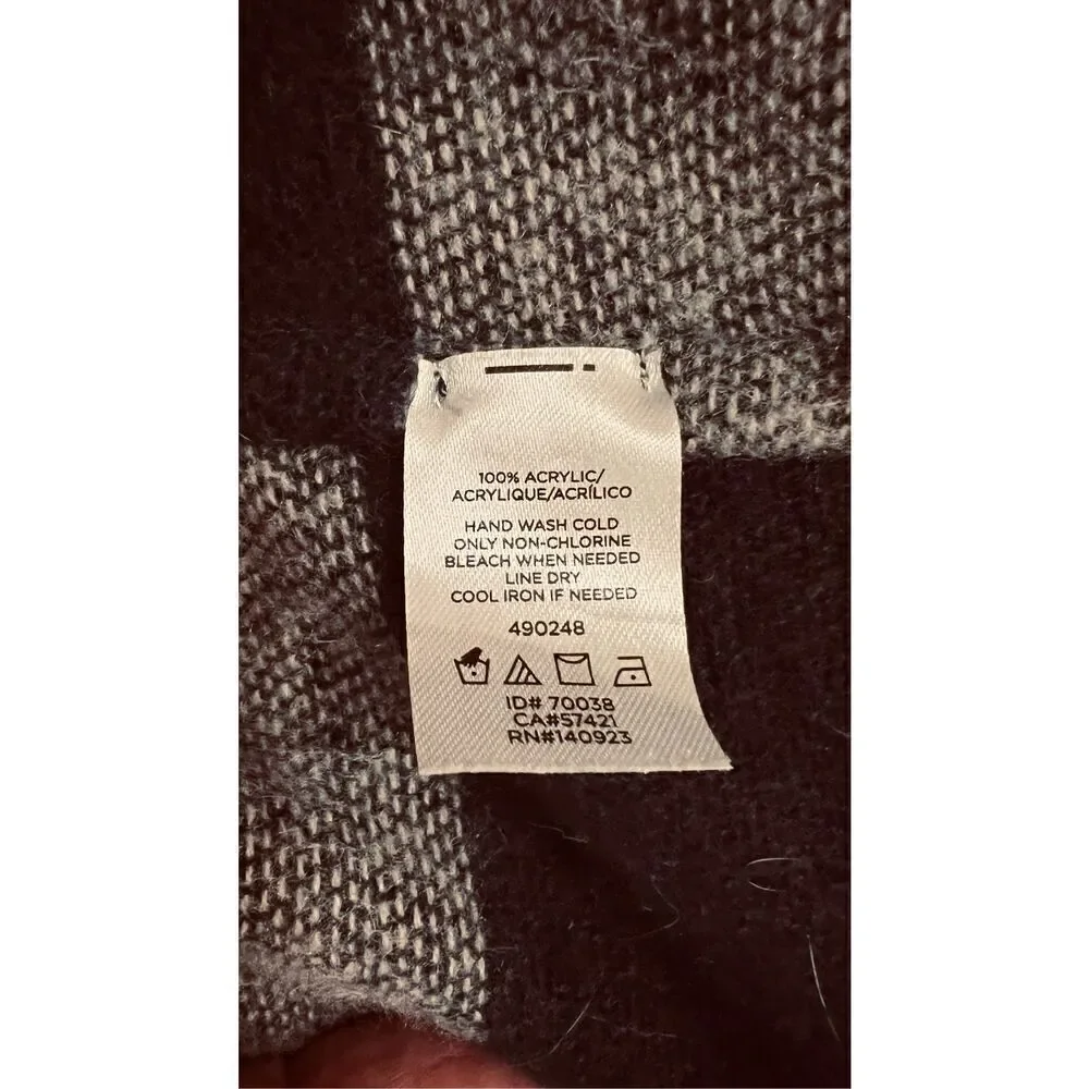 Ann Taylor Loft Pink Gray Blue Plaid Poncho Shawl Wrap One SIze